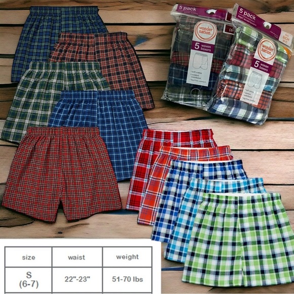 New Boys Woven Boxers 10 Pairs Plaid New with tags size small 6/7 - Picture 8 of 8